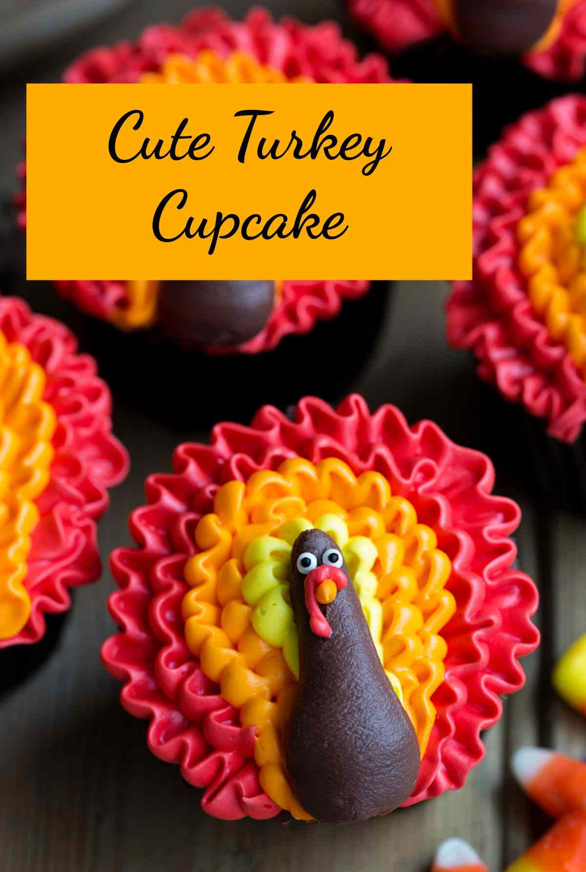 Colorful Thanksgiving cupcake with words Cute turkey cupcake.
