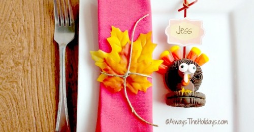 Oreo turkey cookie place card holder.