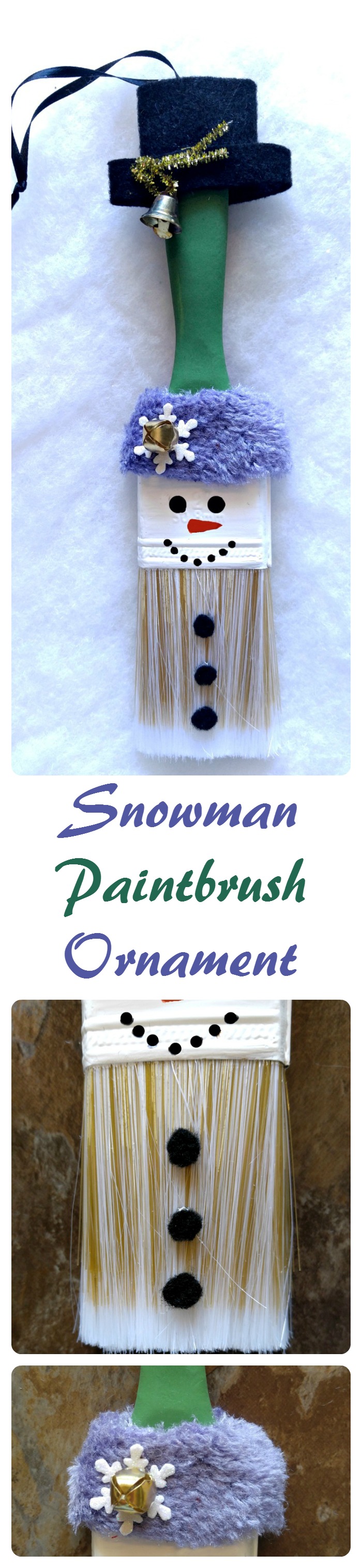 This adorable Snowman Paintbrush Ornament is sure to become a family favorite. It is easy to make and can be hung on a tree or used as a wall hanging.