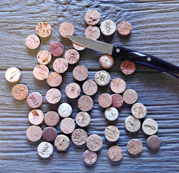 Trim the corks with a sharp knife