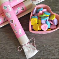 Valentine Party Poppers and conversation hearts