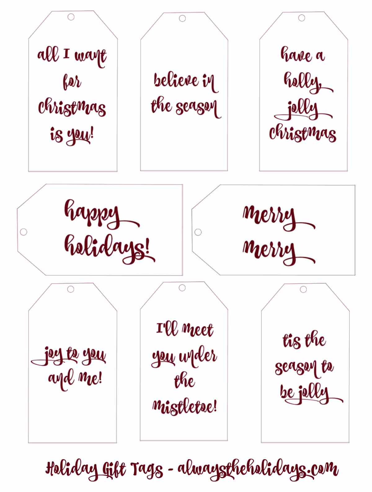 Holiday labels to print out with messages .