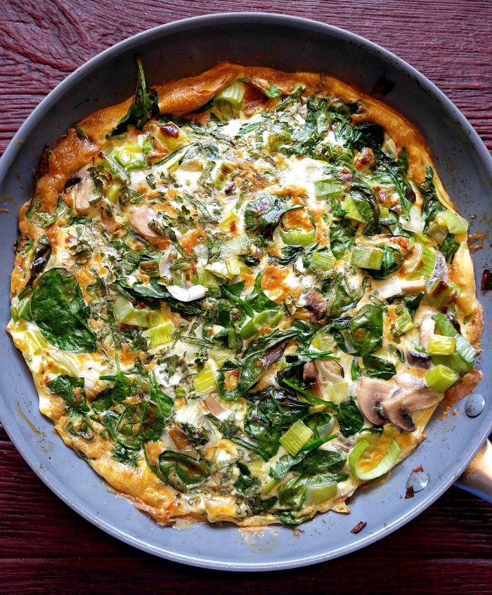 Spinach frittata with mushrooms