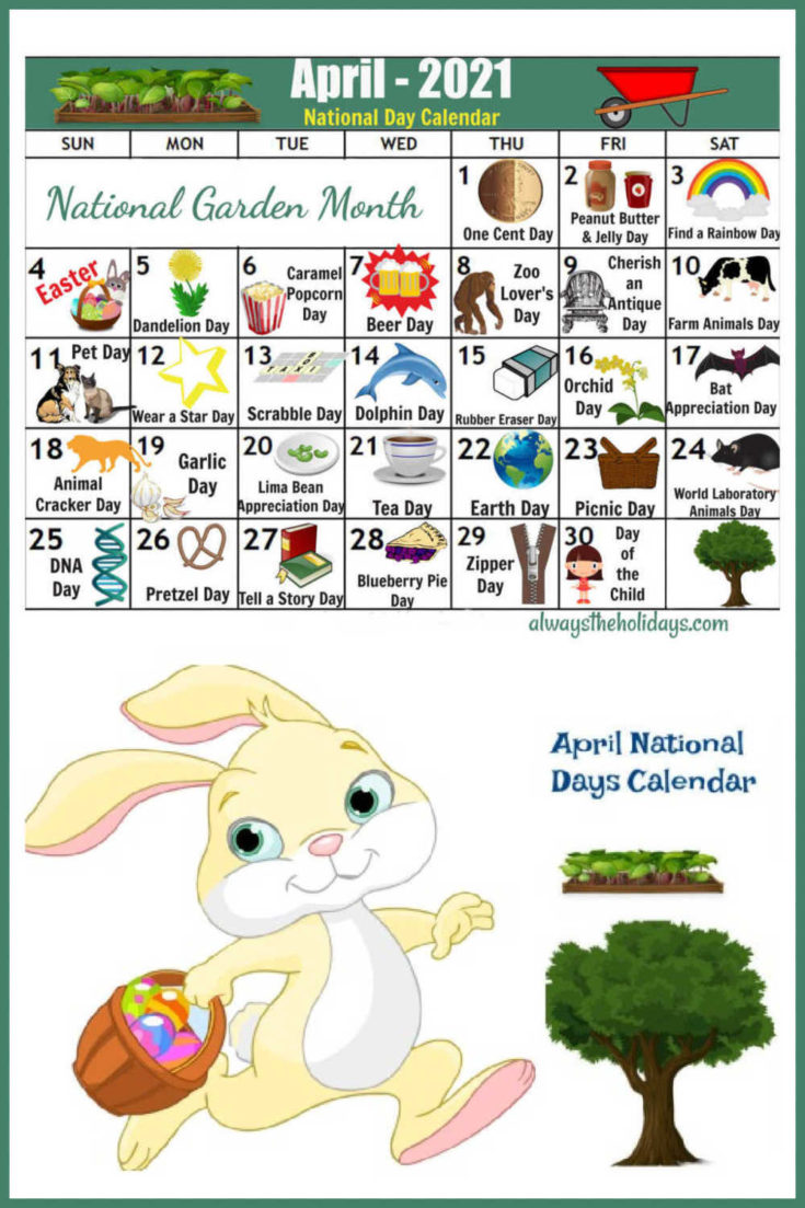 National Day Calendar April 2022 April National Day Calendar - Free Printable - 2022 - Updated!