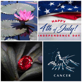 Waterlily, 4th of July, ruby and cancer are all part of July.