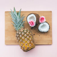pina colada ingredients on a cutting board