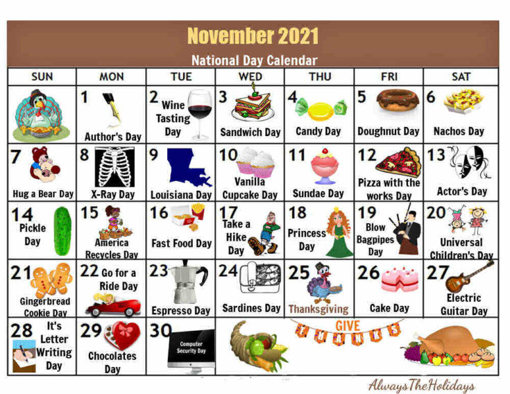 November National Day Calendar 2021 Free Printable Calendars November National Day Calendar 2021 Free Printable Calendars