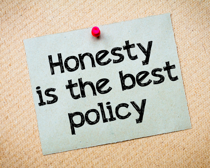 A motivational quote reading "honesty is the best policy".