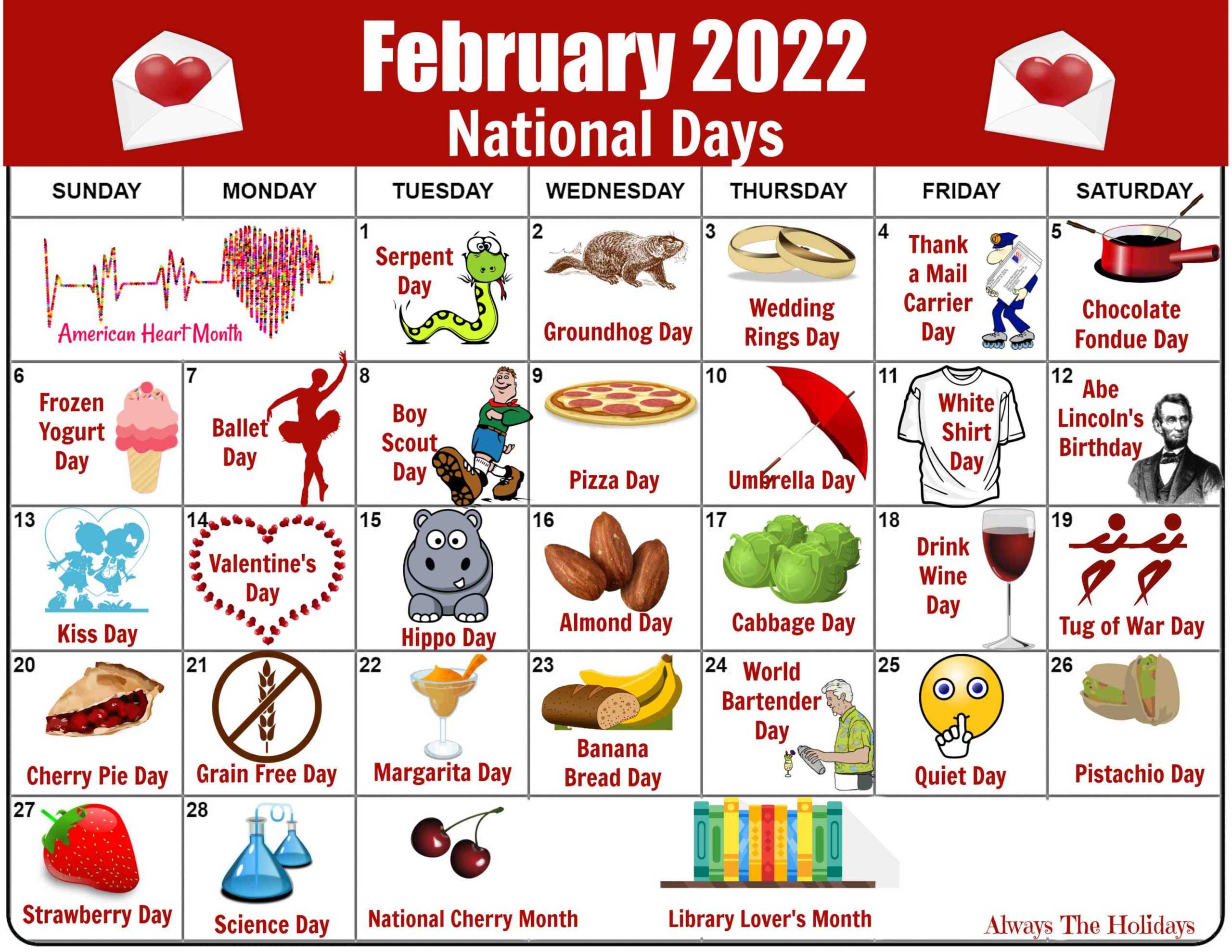 National Food Day Calendar 2022 February National Day Calendar - 2022 Free Printable Calendars
