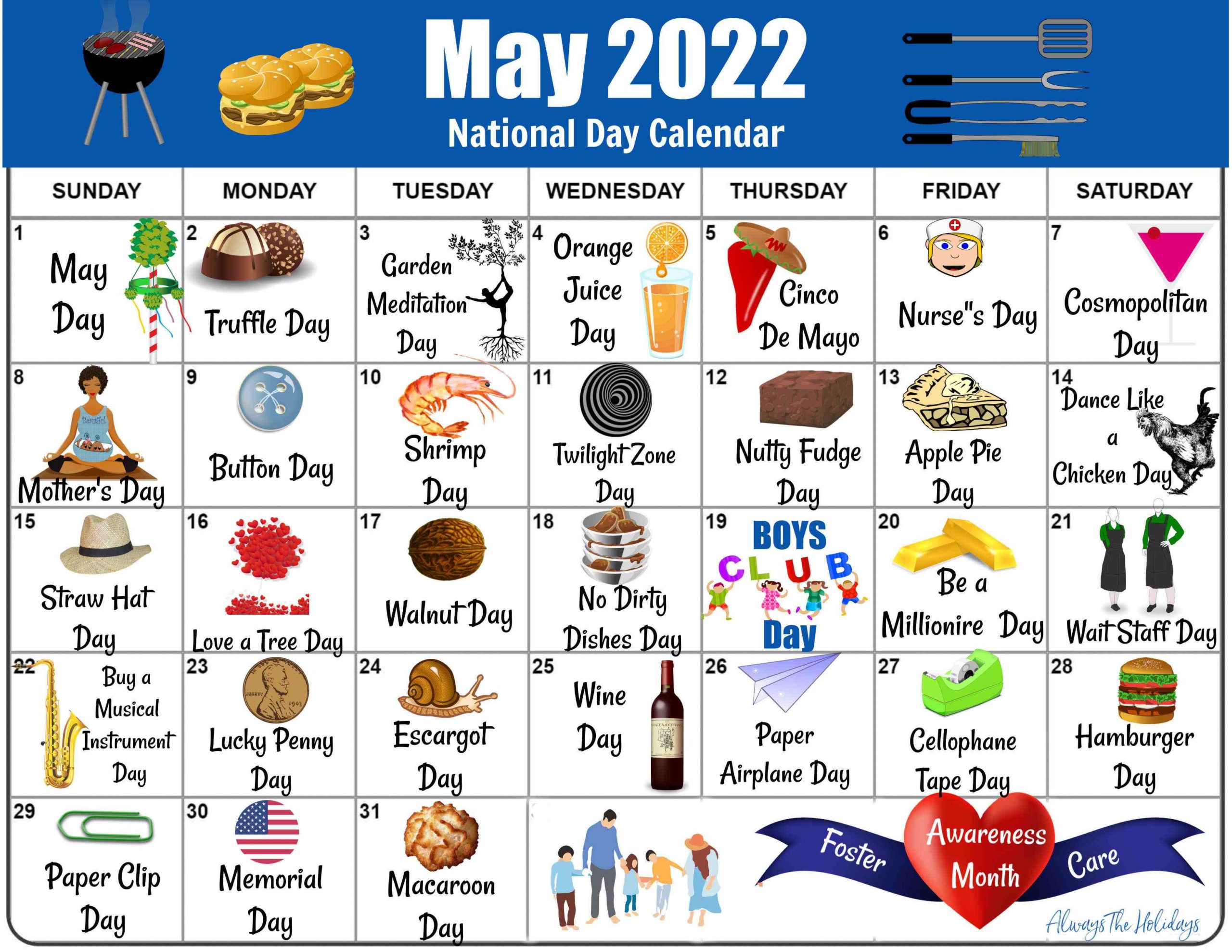 National Calendar 2022.May National Day Calendar Free Printable Always The Holidays