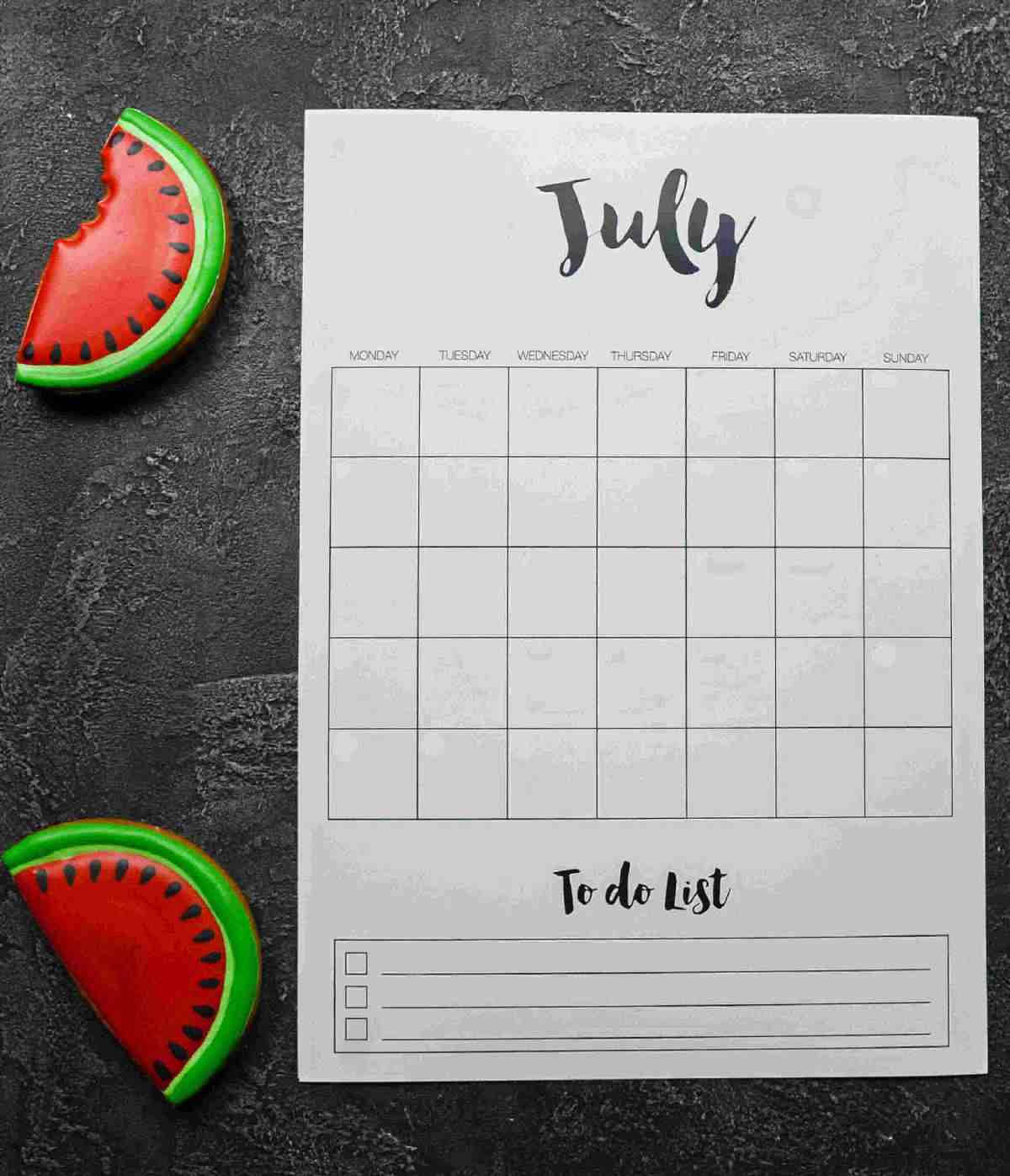 Watermelon slices and a July to do list page
