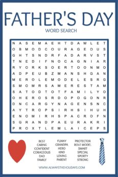 Father's Day Word Search Printable - Free Word Find Printable