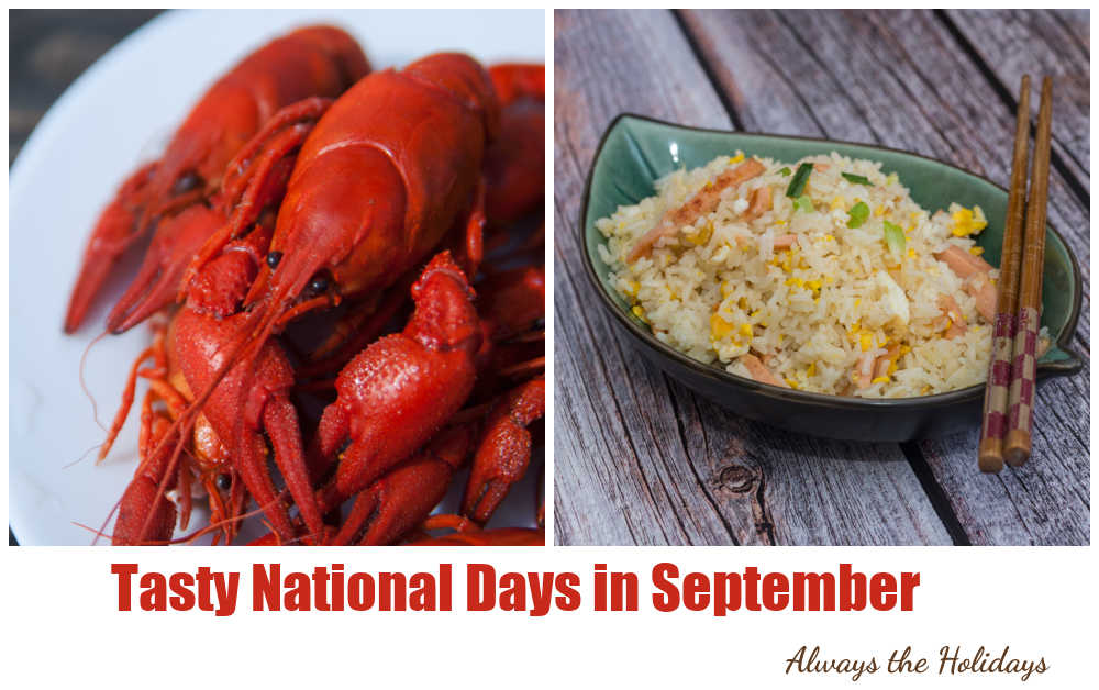 Lobster and fried rice with words tasty national days in September
