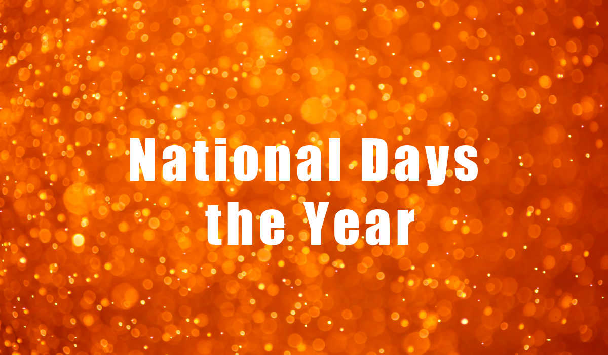 Orange bokeh background with words National days of the year.