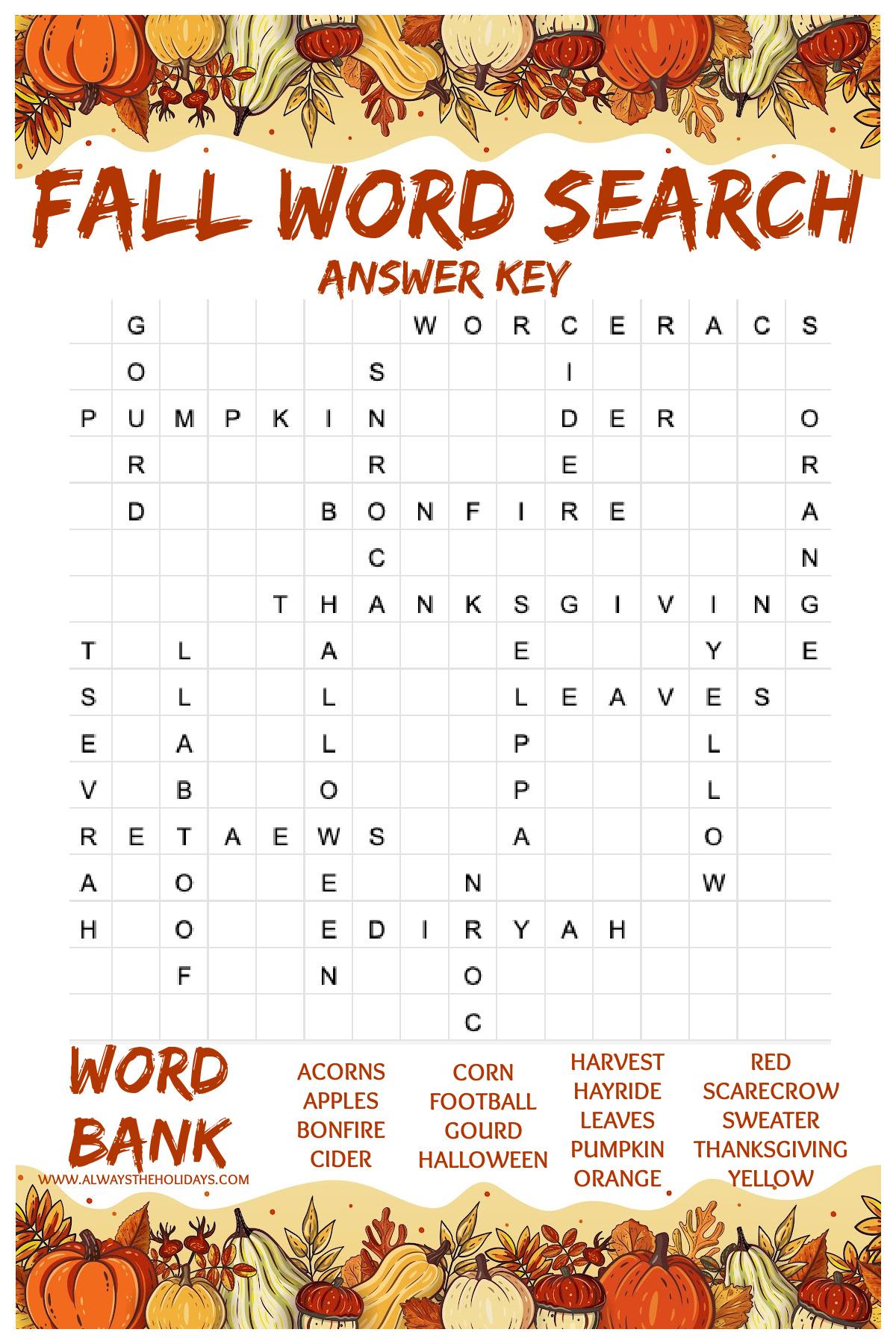 Fall Word Search MIT Printable Fall Word Search MIT Printable