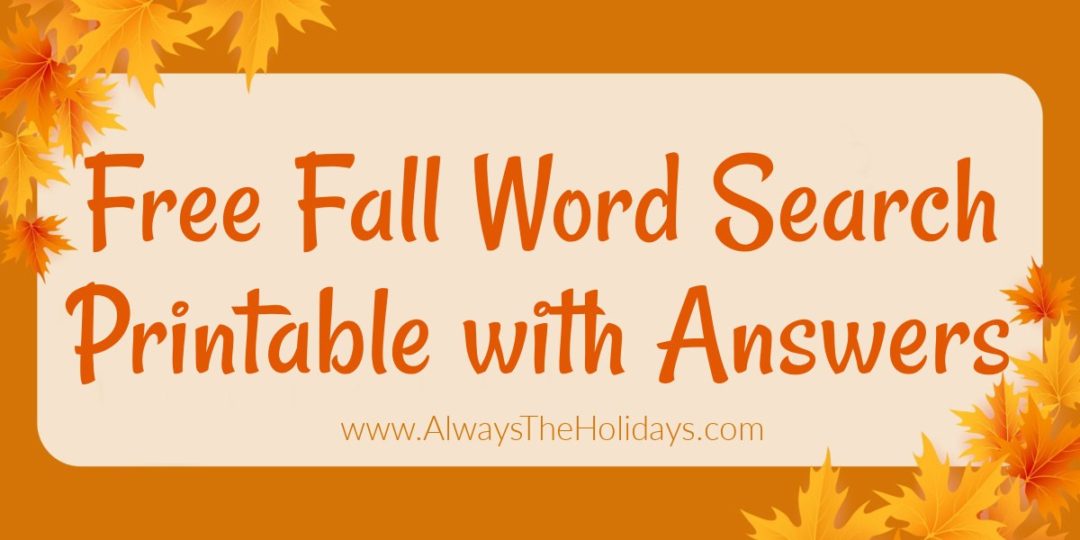Easy Fall Word Search Printable - Free Word Find with Answers