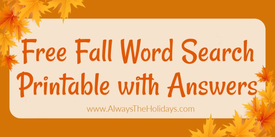 Easy Fall Word Search Printable - Free Word Find with Answers