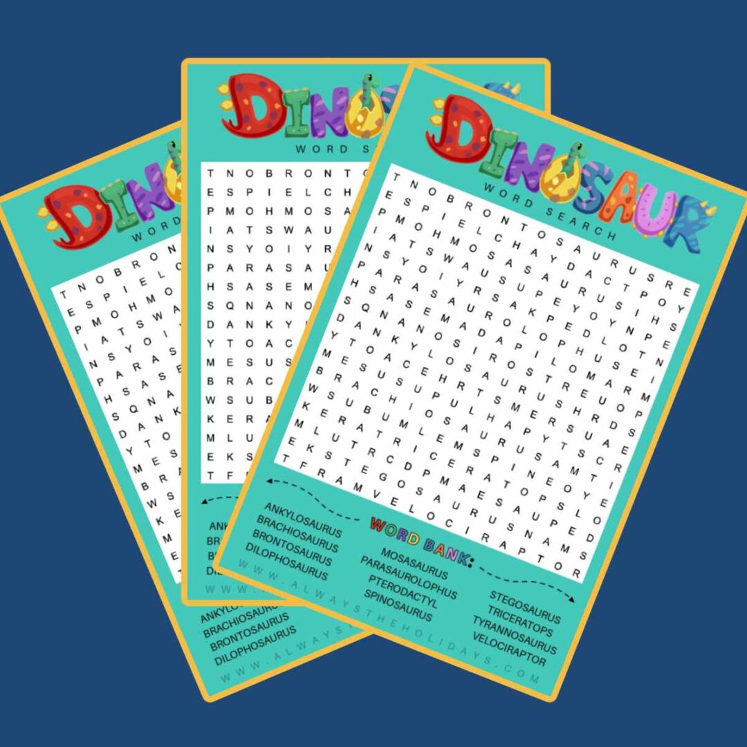 Free Dinosaur Word Search Printable With Answer Key Included