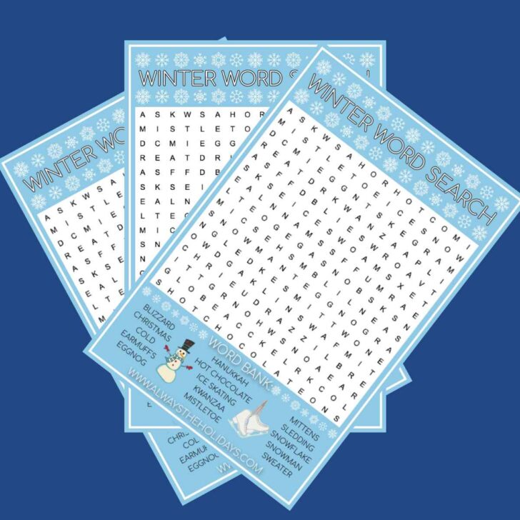 Free Winter Word Search Printable - With Answer Key Included