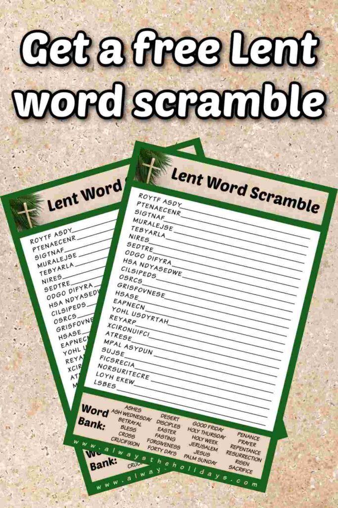 Free Lent Word Scramble Printable - With Answer Key Included