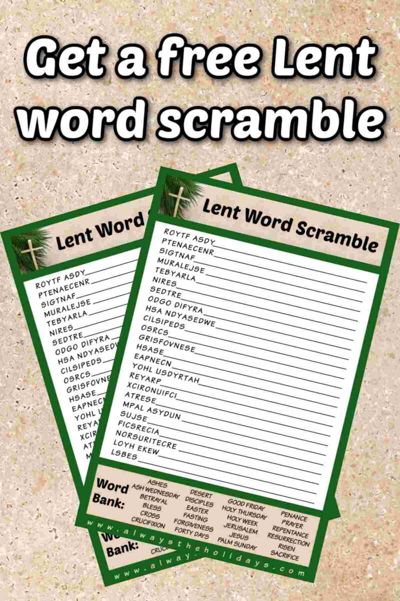 Free Lent Word Scramble Printable - With Answer Key Included