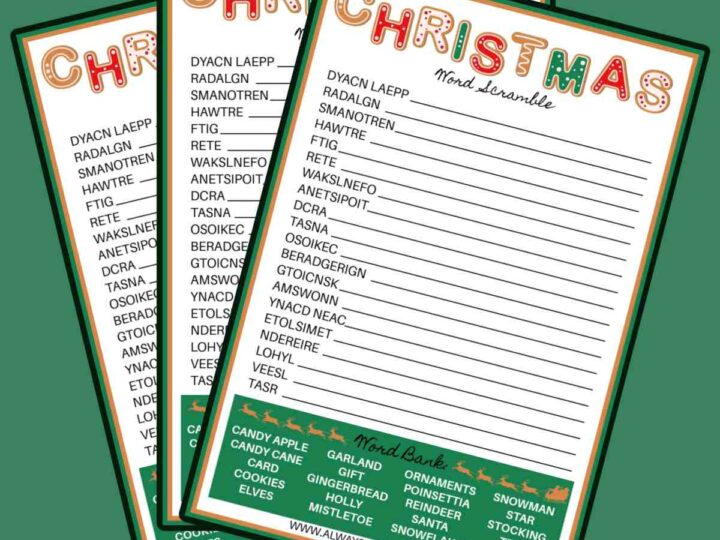 Free Christmas Word Scramble Printable with Answer Key Included for Free Printable Christmas Word Scramble With Answers
