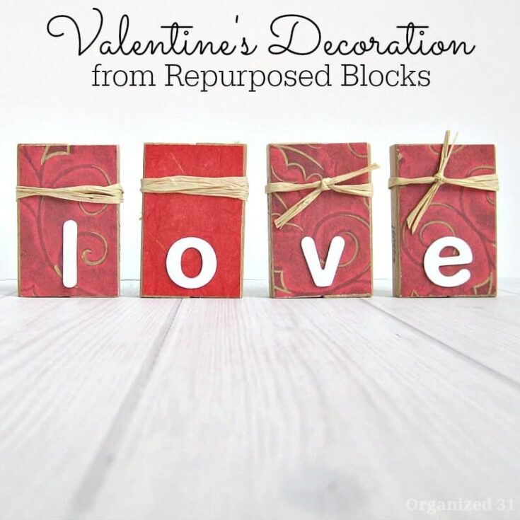 Image for Recycled Blocks for Valentine&rsquo;s Decor