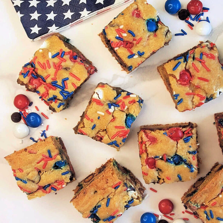 Image for Red, White, and Blue Bars Recipe &ndash; 4th of July Peanut Butter Slices