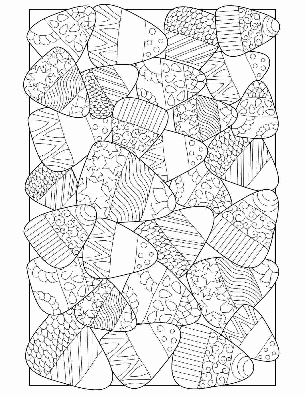A candy corn coloring sheets with candy corn completely filling the page, overlapping.